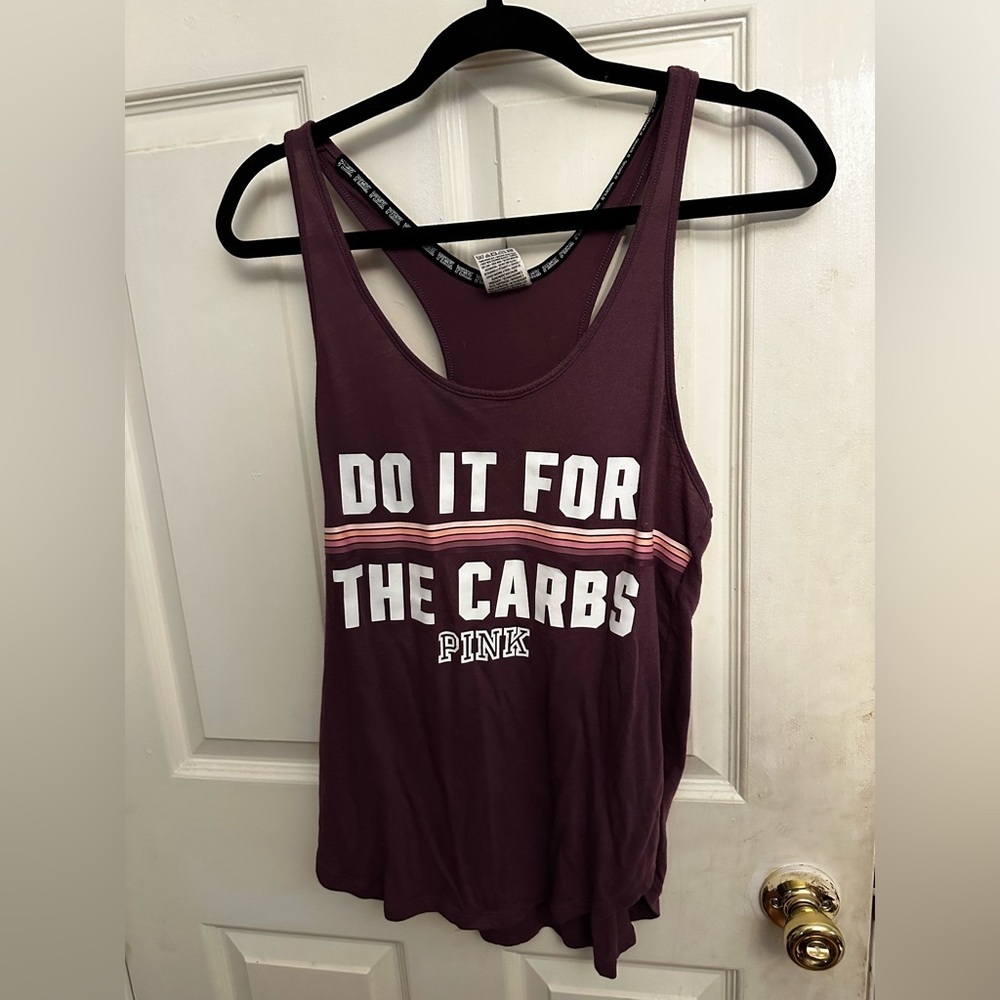 Women’s VS PINK racerback workout tank top Do It for the carbs activewear medium